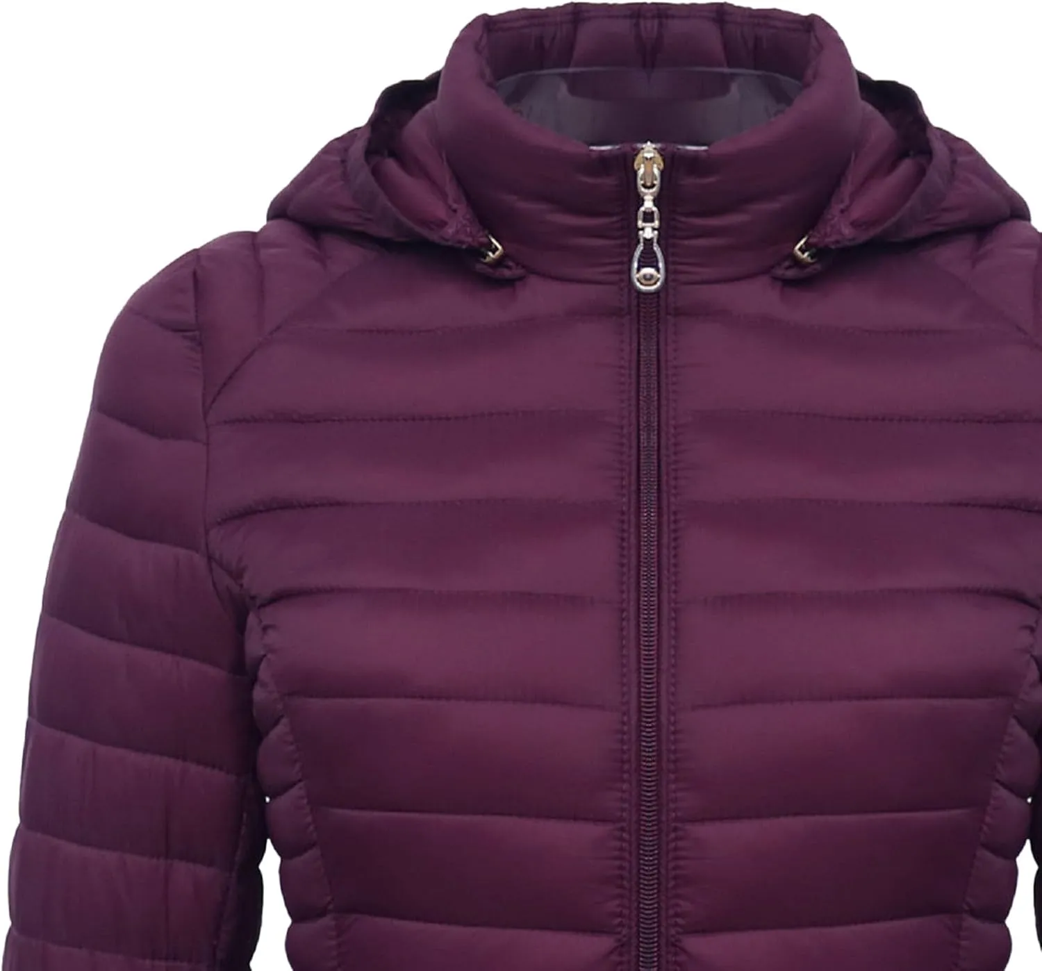 JEsilunmaMY Women's Packable Removable Hood Puffer Jacket Full-Zip Slim Short Down Jacket Insulated Quilted Warm Winter Coat