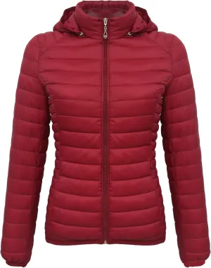 JEsilunmaMY Women's Packable Removable Hood Puffer Jacket Full-Zip Slim Short Down Jacket Insulated Quilted Warm Winter Coat