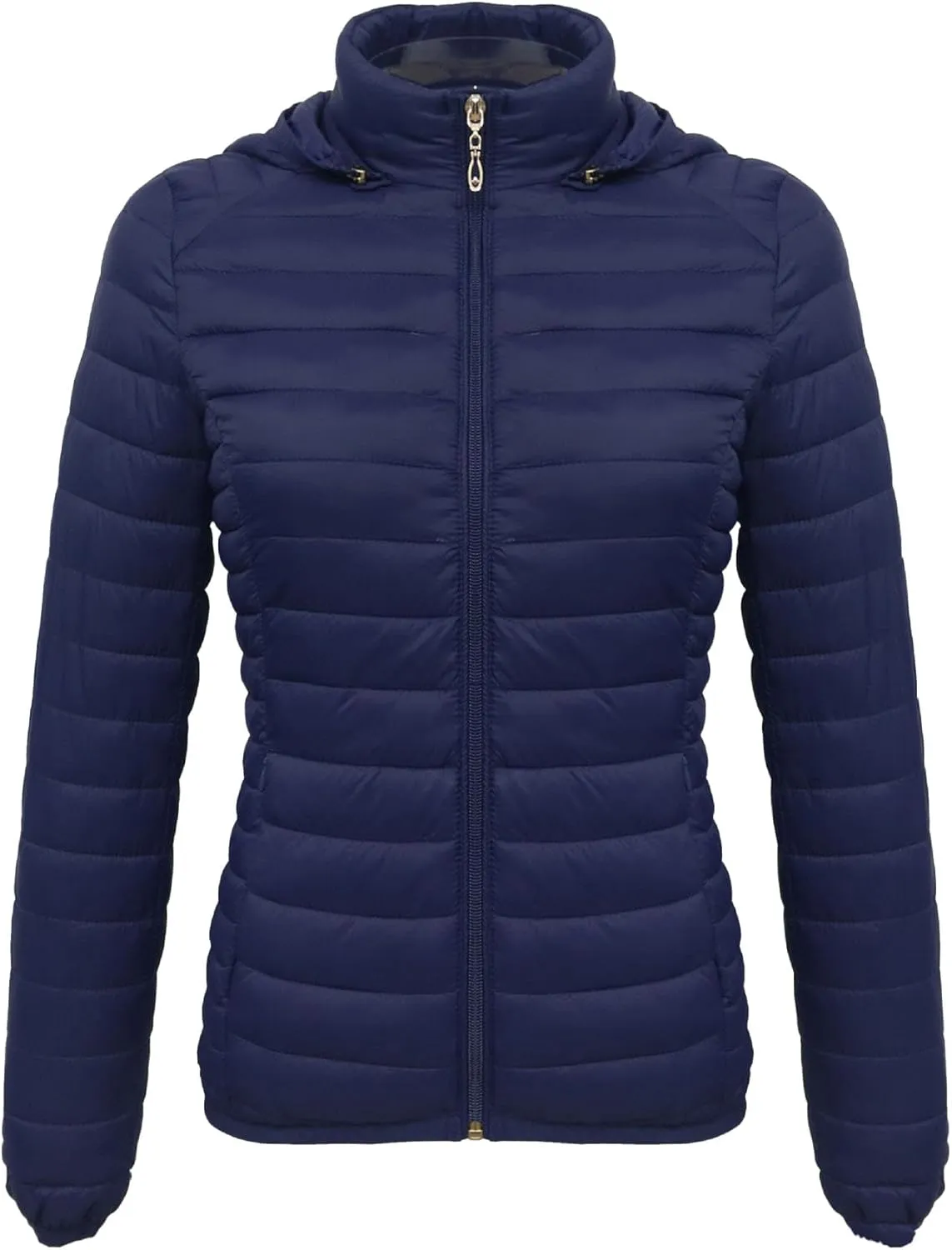 JEsilunmaMY Women's Packable Removable Hood Puffer Jacket Full-Zip Slim Short Down Jacket Insulated Quilted Warm Winter Coat