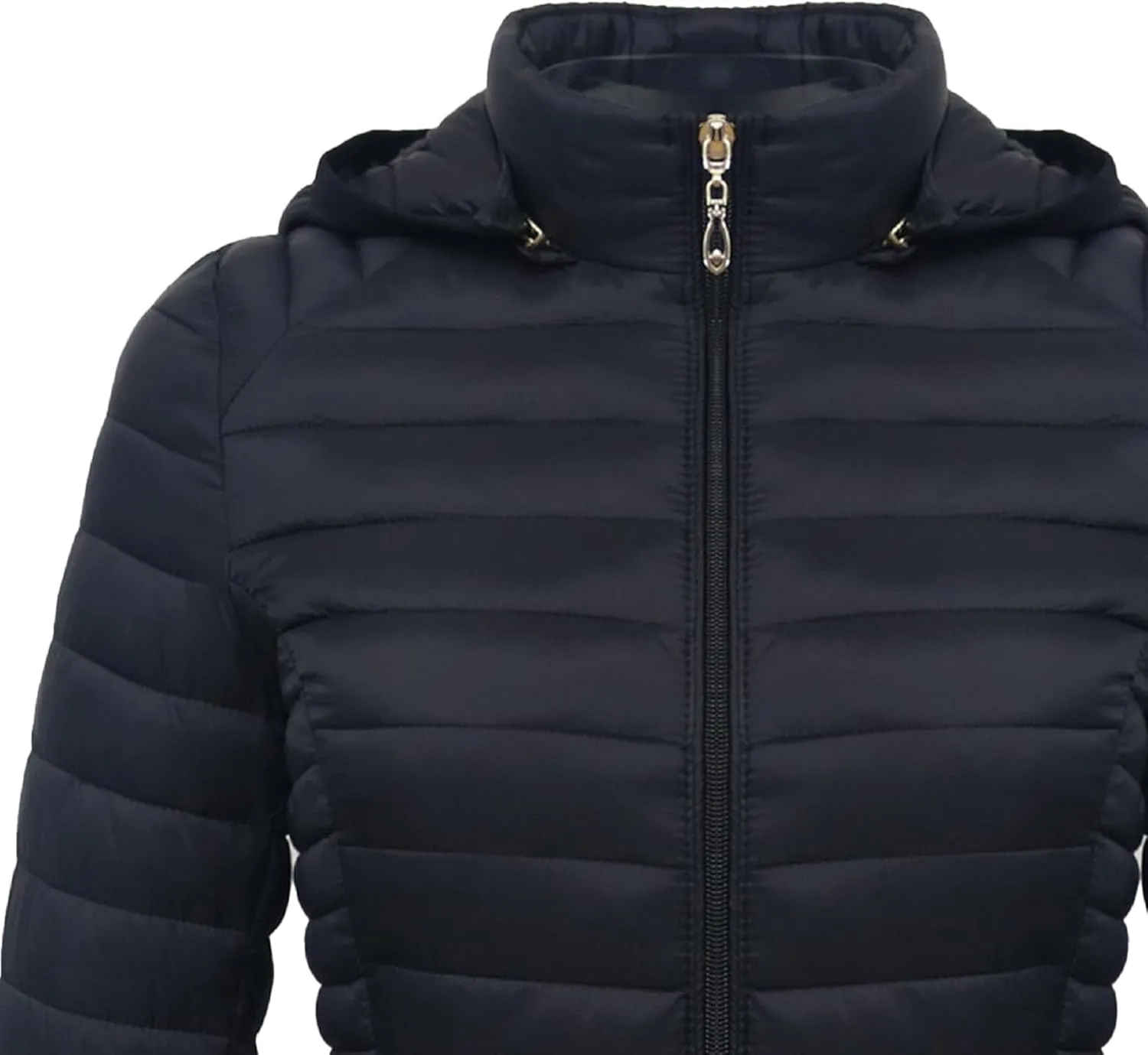 JEsilunmaMY Women's Packable Removable Hood Puffer Jacket Full-Zip Slim Short Down Jacket Insulated Quilted Warm Winter Coat