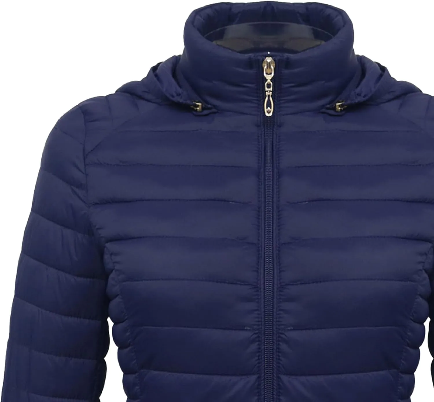 JEsilunmaMY Women's Packable Removable Hood Puffer Jacket Full-Zip Slim Short Down Jacket Insulated Quilted Warm Winter Coat