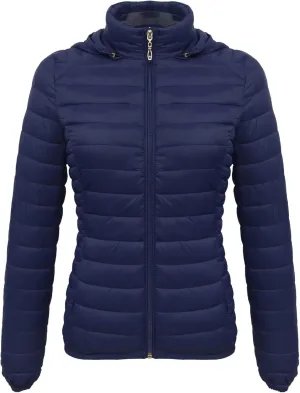 JEsilunmaMY Women's Packable Removable Hood Puffer Jacket Full-Zip Slim Short Down Jacket Insulated Quilted Warm Winter Coat