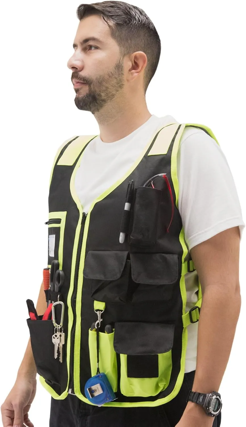 JORESTECH High Visibility Tool Vest with reflective strips (Green)