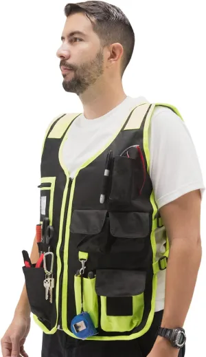 JORESTECH High Visibility Tool Vest with reflective strips (Green)