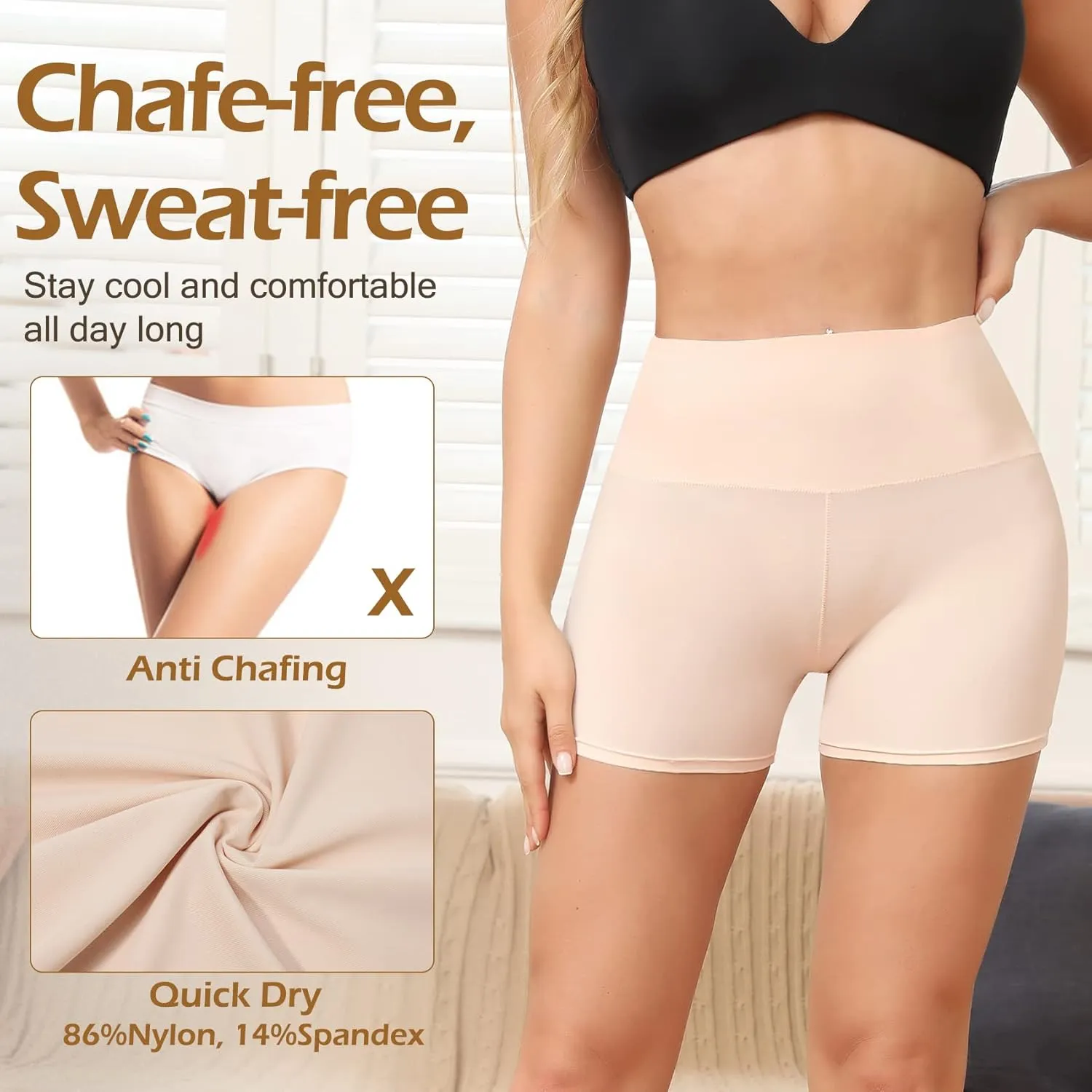 JOYSHAPER Slip Shorts for Under Dresses Women Seamless Boyshorts Panties Anti Chafing Underwear Shorts