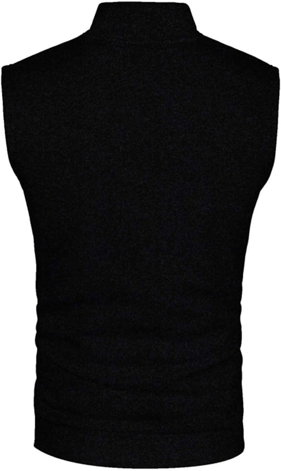 jsaierl Men's Casual Stand Collar Vest Full Zip Up Jacket Coat Vest Lightweight Slim Fit Vest Jackets with Zipper Pockets