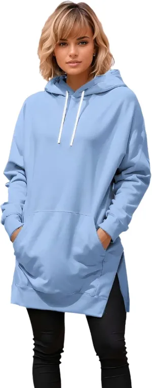 Kapley The Warmy Oversized Hoodie Dress Women, First Ones Oversized Hoodies, Women's Casual Long Sleeve Split Hem with Pocket