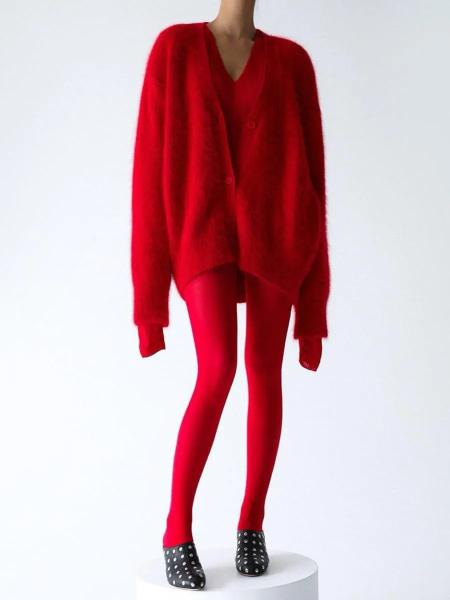 KELYWELL Cardigans Sweater for Womens V Neck Long Sleeve Button Down Slouchy Furry Knit Sweaters Button Up Sweater Coats