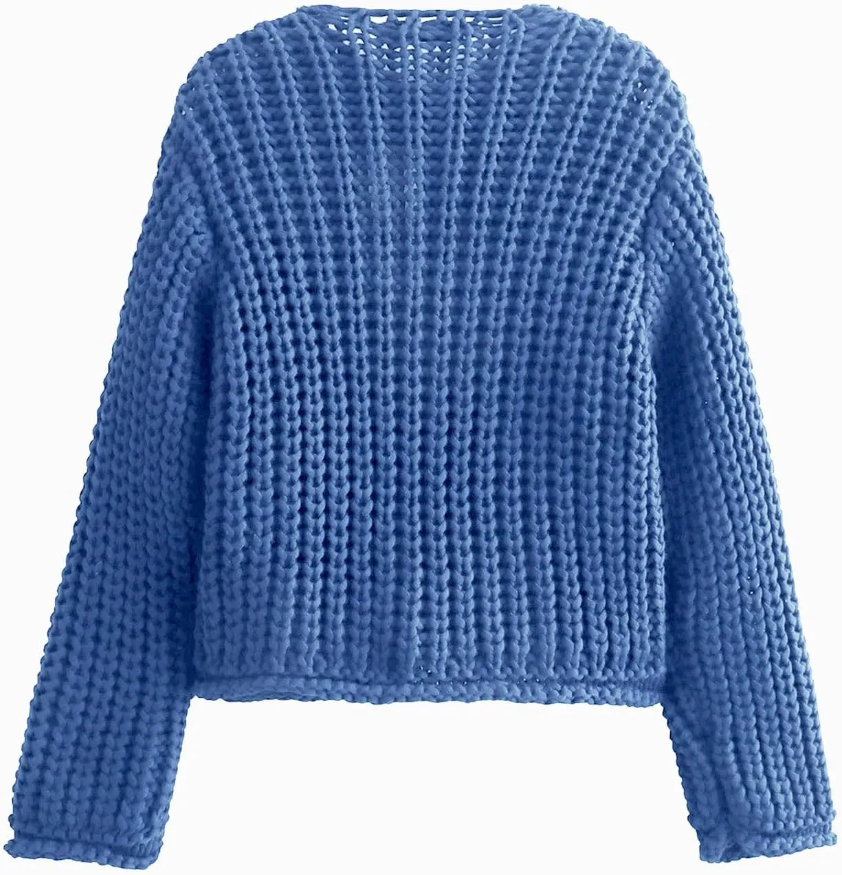 KEOMUD Women Button Down Cardigan Sweater Casual Long Sleeve Crewneck Cropped Chunky Knit Outerwear with Pockets