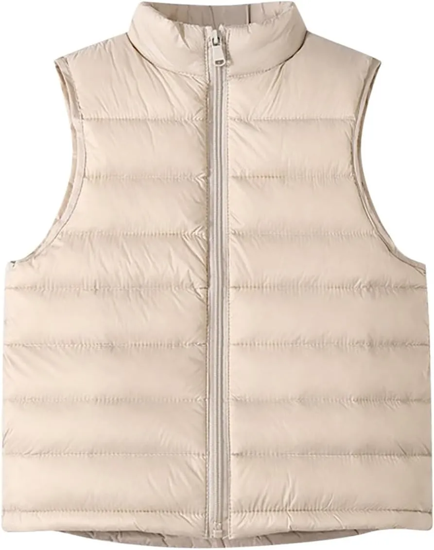 Kids Winter Thicken Puffer Down Jacket Vest 2025 Zip Warm Waistcoat Boys Girls Sleeveless Outerwear 4-16 Years Old