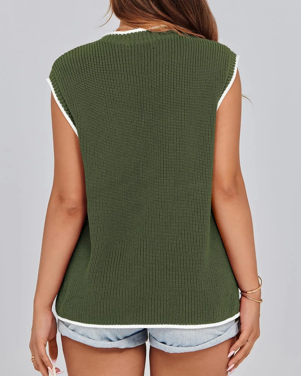 KIRUNDO Cap Sleeve Sweater Vest for Women Casual Summer Clothes 2025 Sleeveless Crewneck Ribbed Knit Pullover Tank Tops