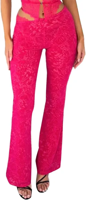 Lace Sheer Pants for Women See Through Mesh High Waist Wide Leg Stretchy Trousers Y2k Gothic Fairy Grunge Streetwear