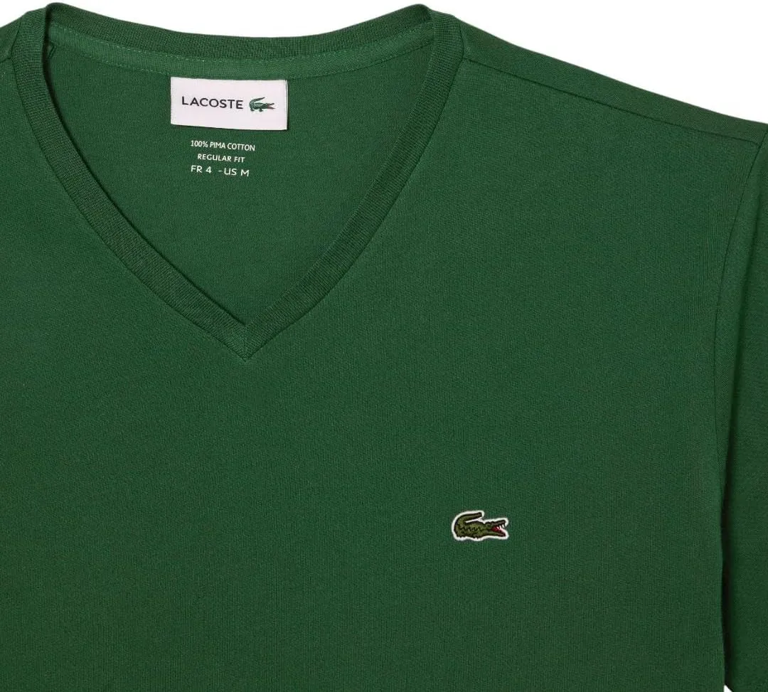 Lacoste Men's Short Sleeve V-Neck Pima Cotton Jersey T-Shirt