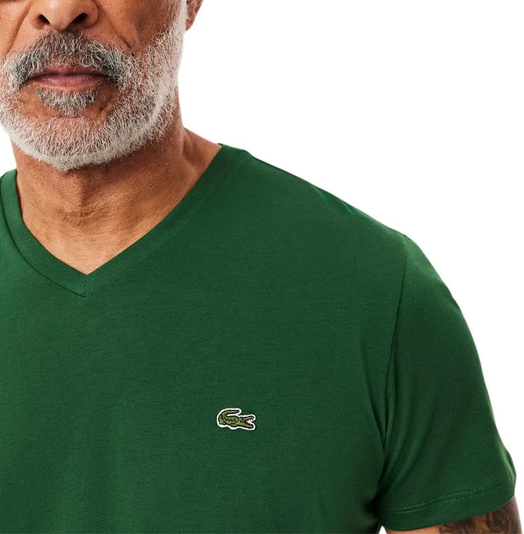 Lacoste Men's Short Sleeve V-Neck Pima Cotton Jersey T-Shirt