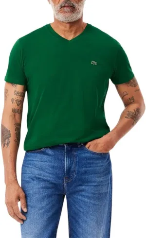 Lacoste Men's Short Sleeve V-Neck Pima Cotton Jersey T-Shirt
