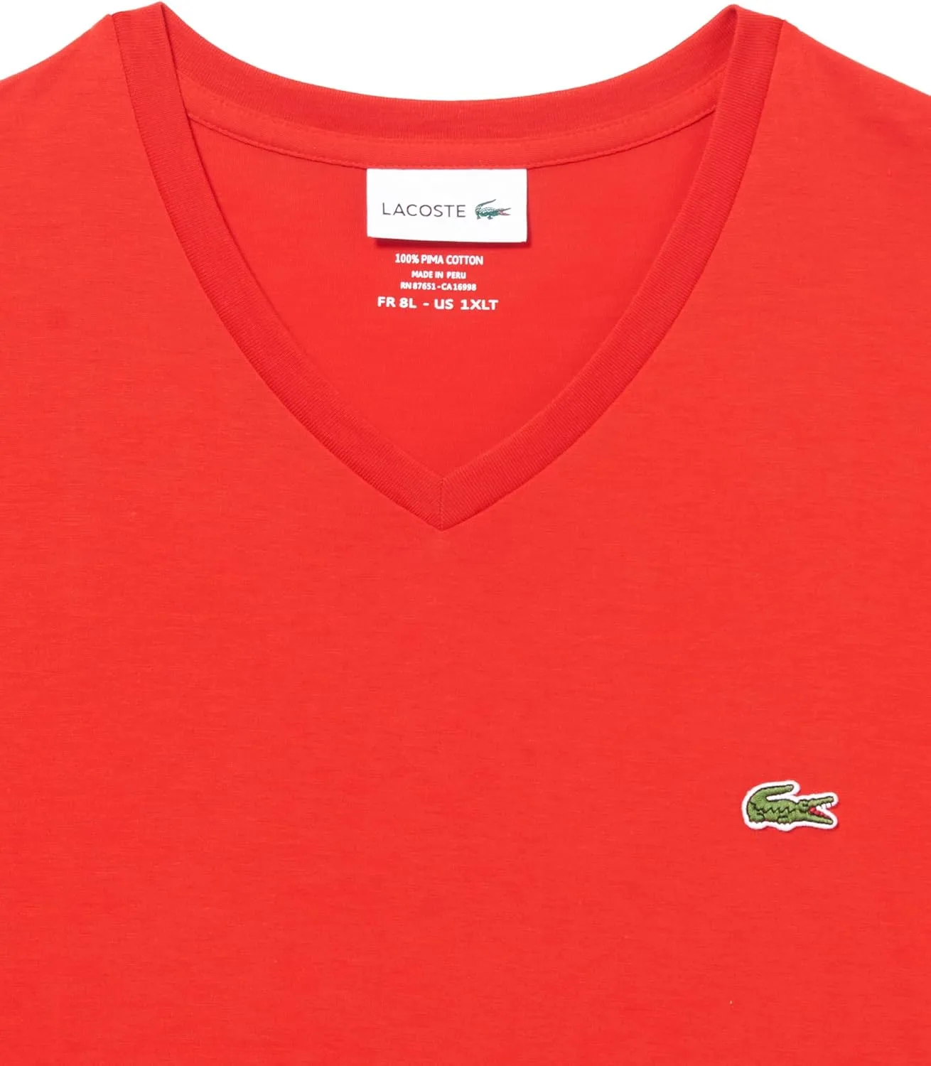 Lacoste Men's Tall Fit Ribbed V-Neck Cotton T-Shirt