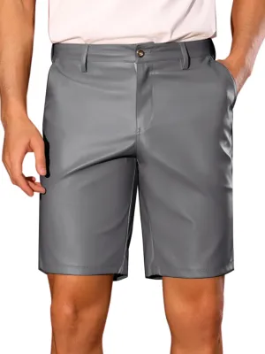 Lars Amadeus Faux Leather Shorts for Men's Hip Hop Motorcycle Biker Party Disco Shorts