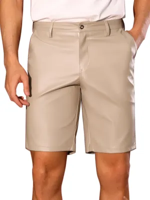 Lars Amadeus Faux Leather Shorts for Men's Hip Hop Motorcycle Biker Party Disco Shorts
