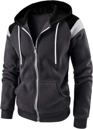 LCMTWX Men Hoodies And Winter Fashion Coats Jacket Casual Stitching Hooded Zipper Sweater Coat Men's Hooded Fleece