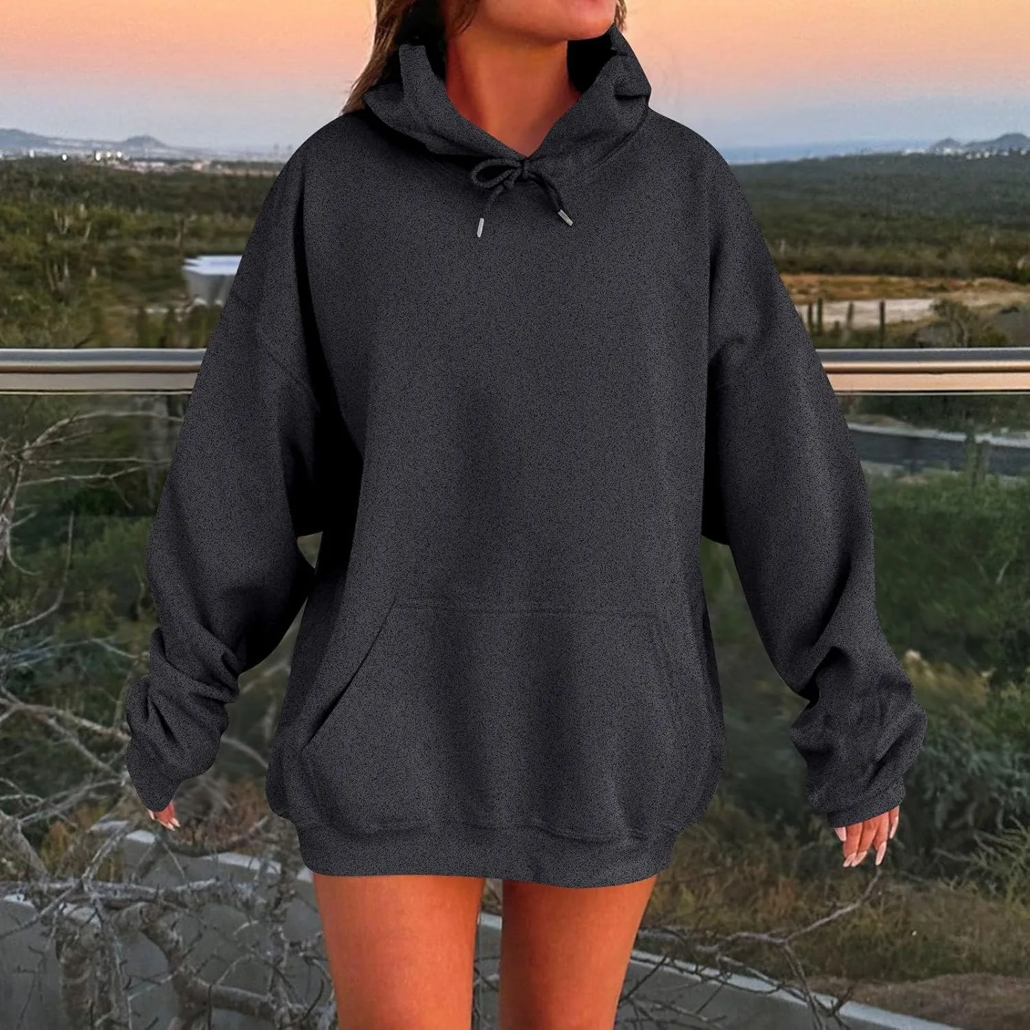 lcyhony Womens Fleece Oversized Hoodies Y2k Fashion Cute Sweatshirts Casual Loose Long Comfrt Hoodies Pullover with Pockets
