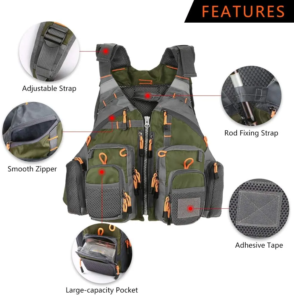 Lixada Fly Fishing Vest Fishing Jacket Breathable Polyester Mesh Design Fishing Vest