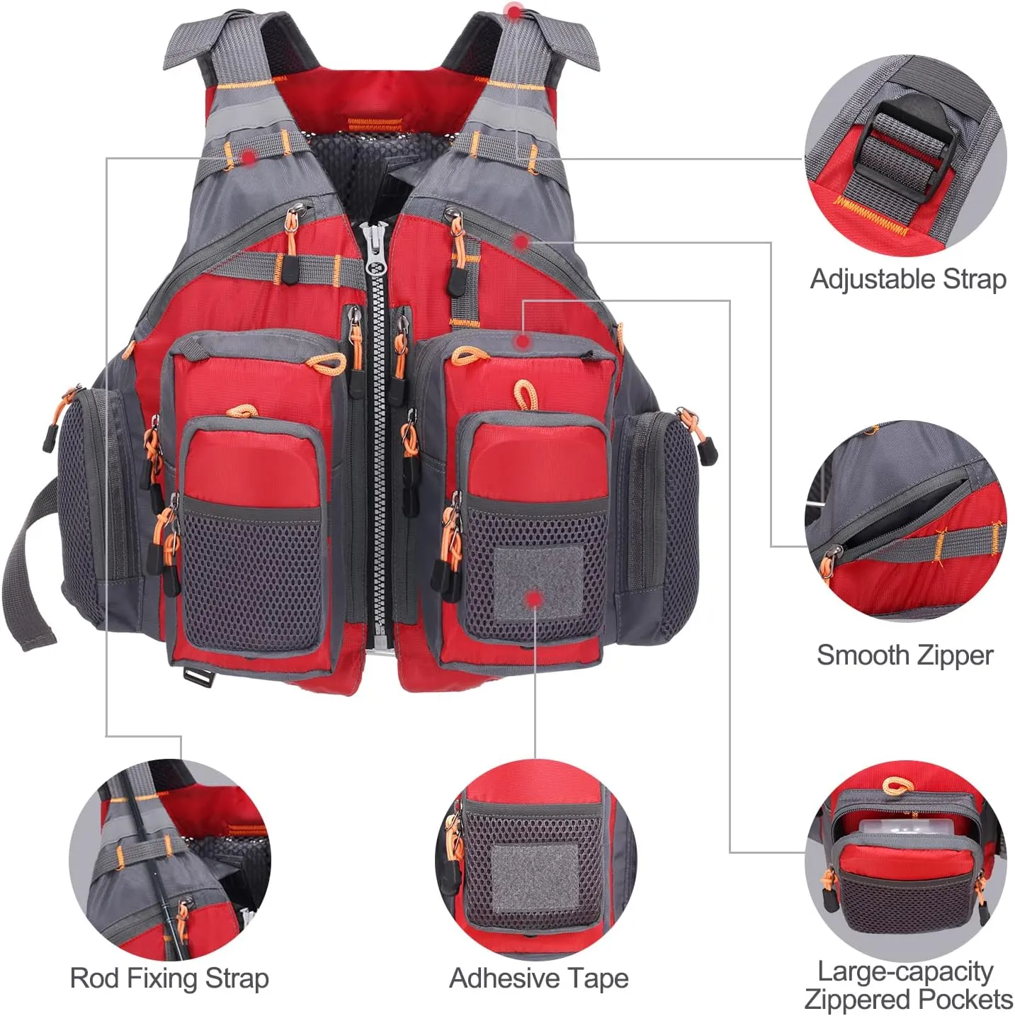 Lixada Fly Fishing Vest Fishing Jacket Breathable Polyester Mesh Design Fishing Vest