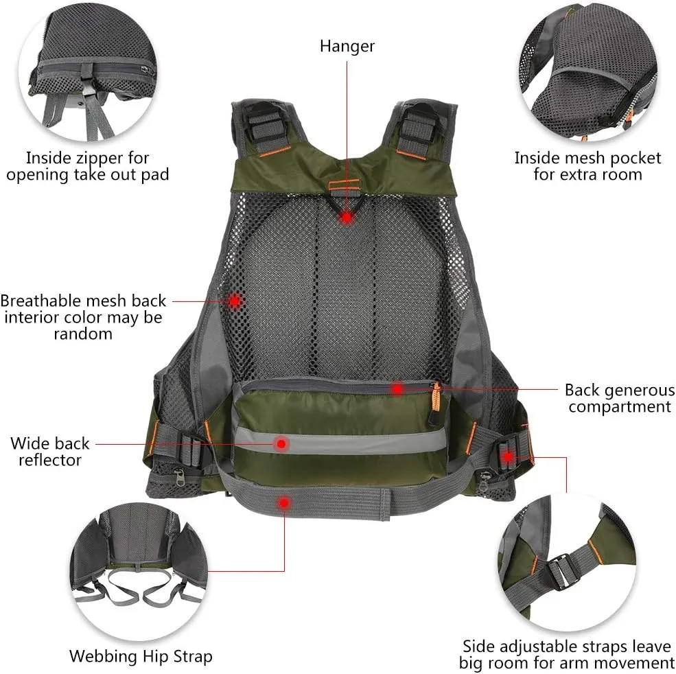 Lixada Fly Fishing Vest Fishing Jacket Breathable Polyester Mesh Design Fishing Vest