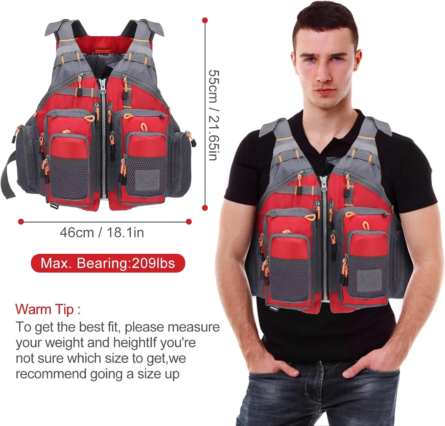 Lixada Fly Fishing Vest Fishing Jacket Breathable Polyester Mesh Design Fishing Vest