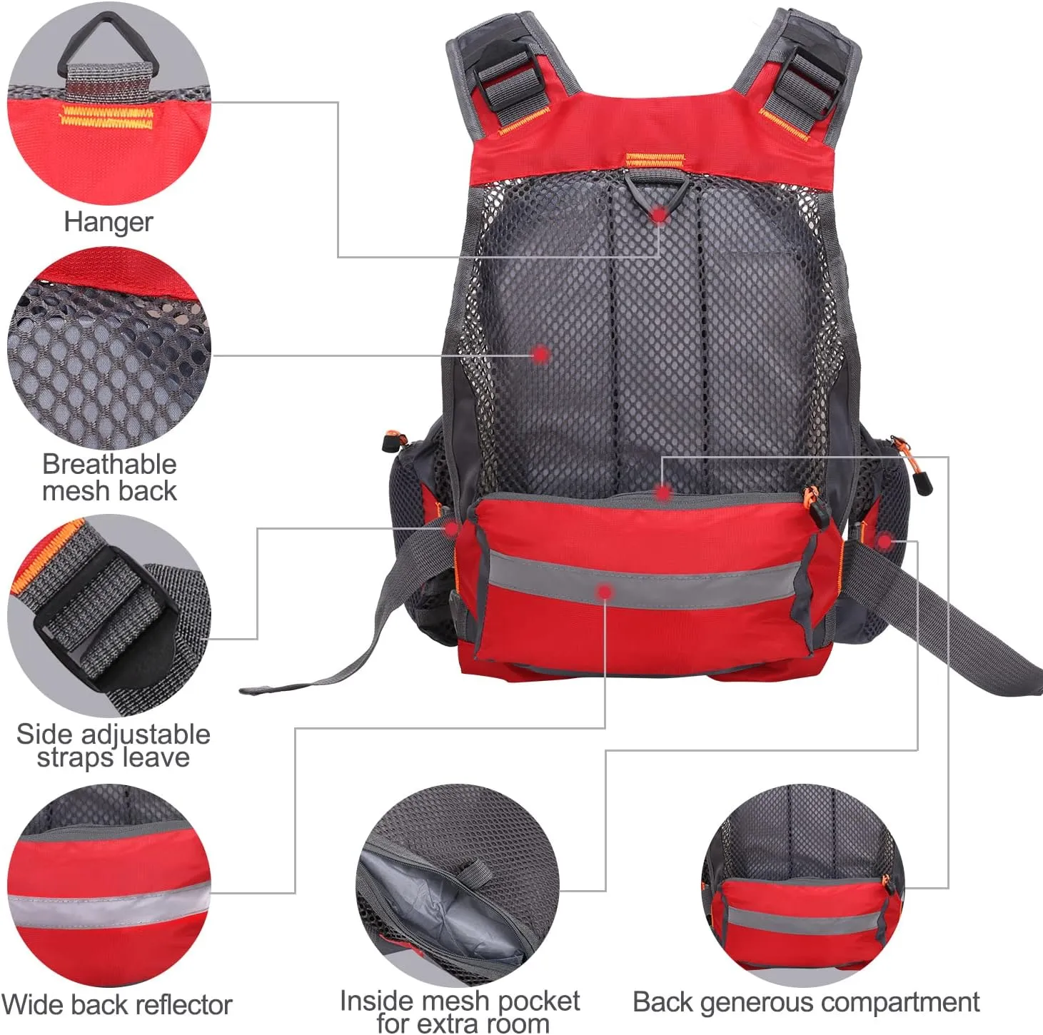 Lixada Fly Fishing Vest Fishing Jacket Breathable Polyester Mesh Design Fishing Vest