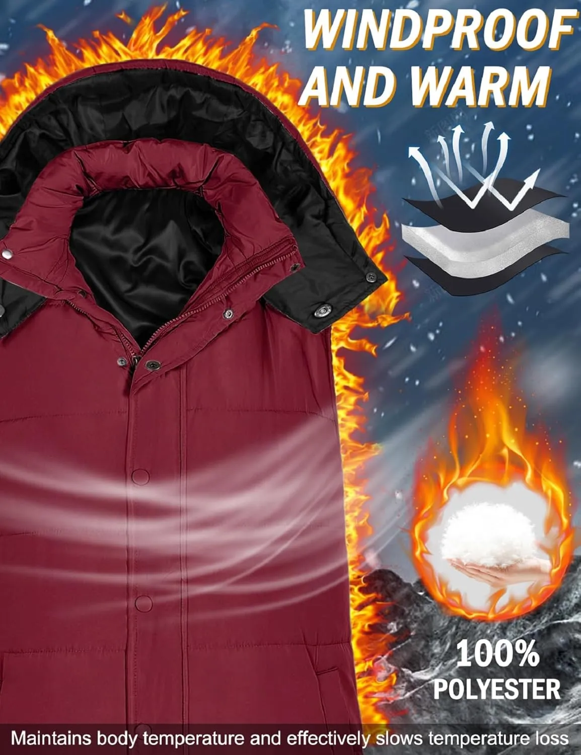 Long Puffer Vest Women With Hood Sleeveless Down Vest Warm Jacket Winter Coat With Pockets
