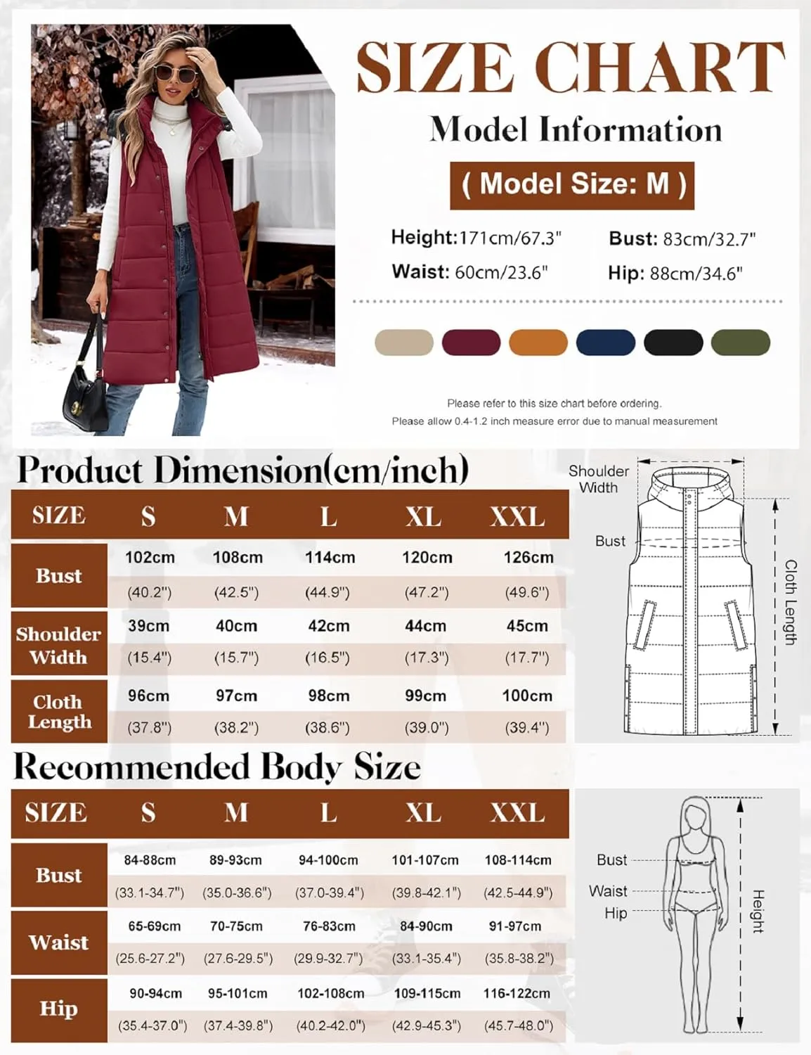 Long Puffer Vest Women With Hood Sleeveless Down Vest Warm Jacket Winter Coat With Pockets
