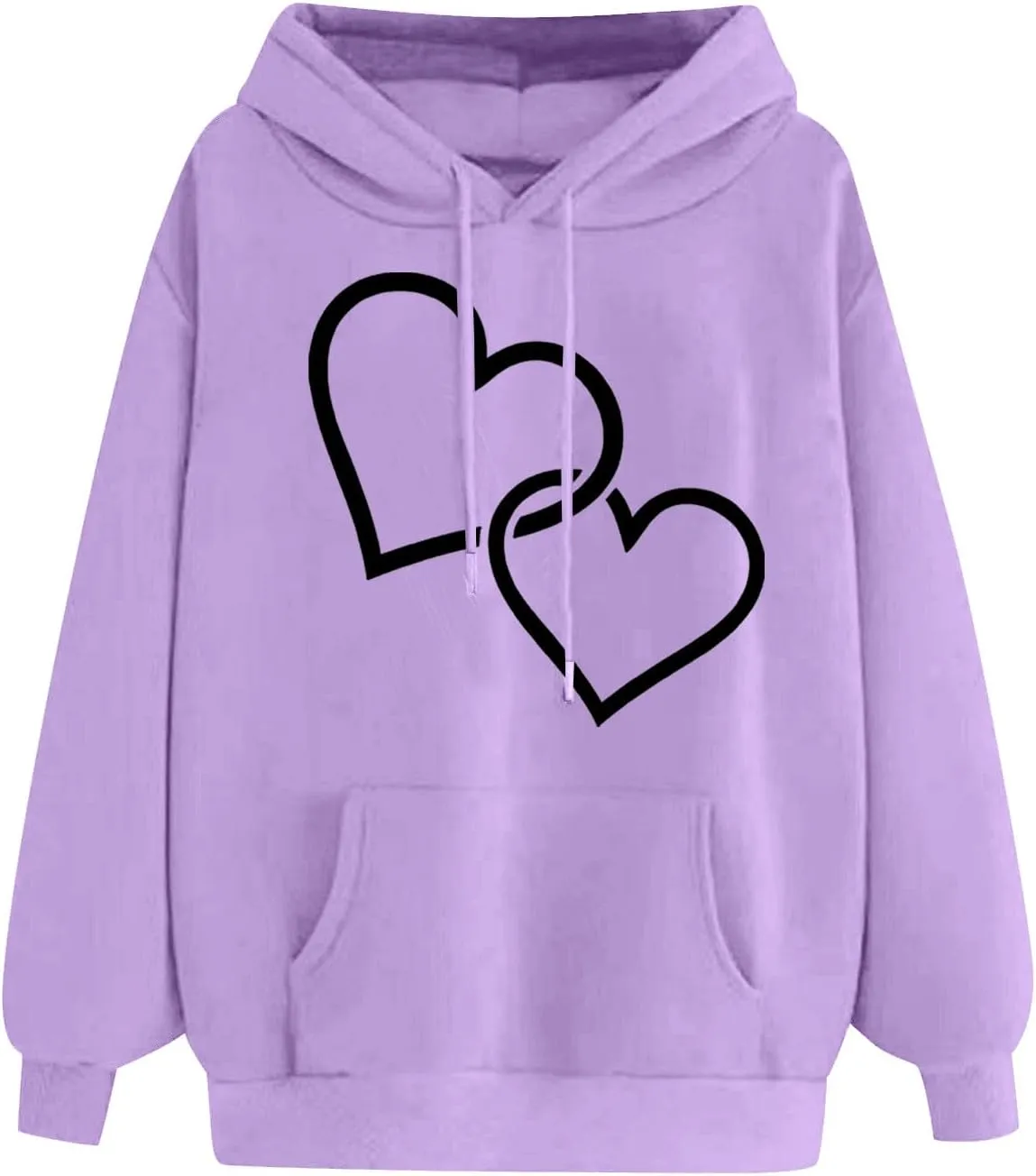 maisdgop Heart Hoodies Women Graphic Sweatshirts Long Sleeve Pullover Sweater Oversized Tops Trendy Valentine's Day Outfits