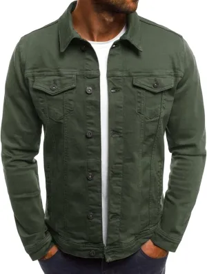 Maiyifu-GJ Distressed Denim Jacket for Men Long Sleeve Button Down Jean Coat Fashion Casual Slim Fit Trucker Jackets