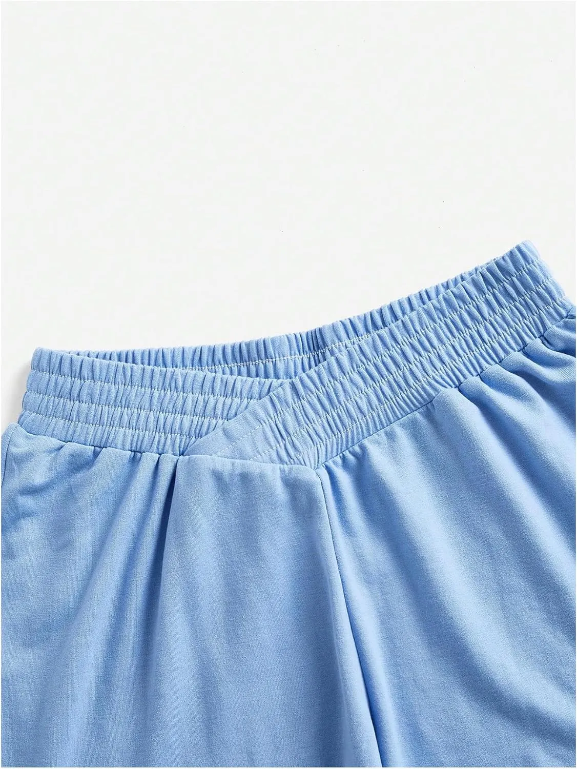 MakeMeChic Women's 3 Pack Elastic V Waist Wide Leg Shorts Summer Casual Sweat Shorts