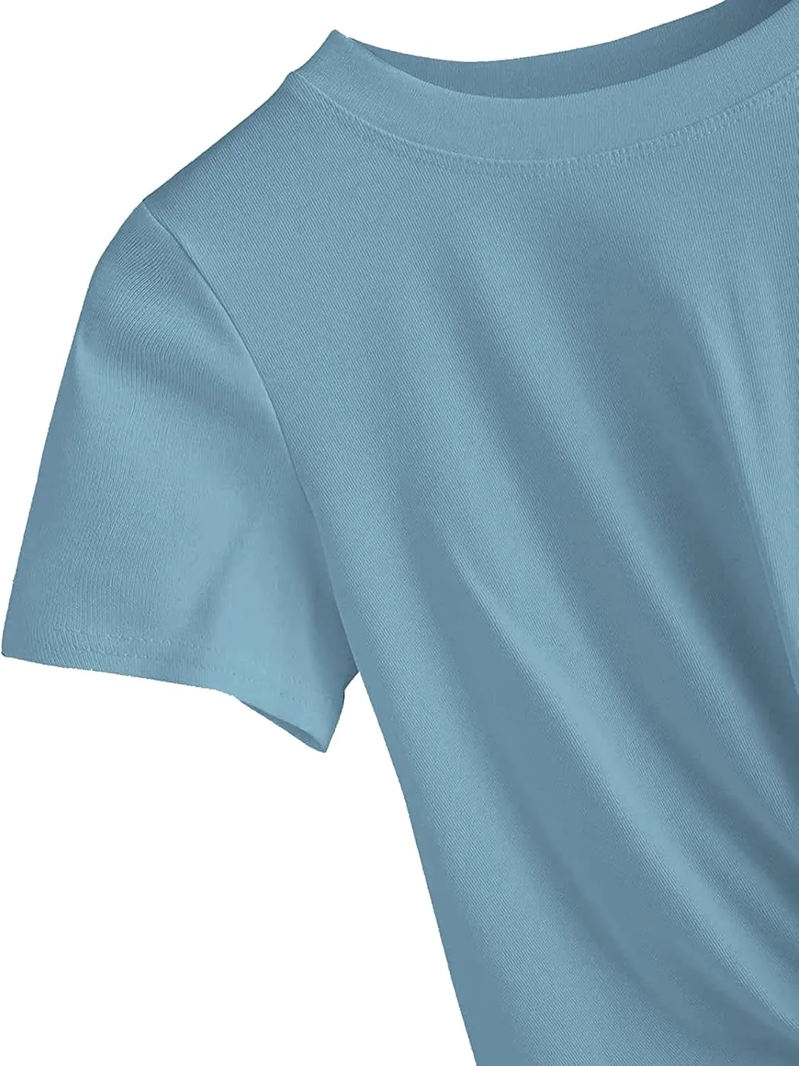 MakeMeChic Women's Summer Crop Top Solid Short Sleeve Twist Front Tee T-Shirt