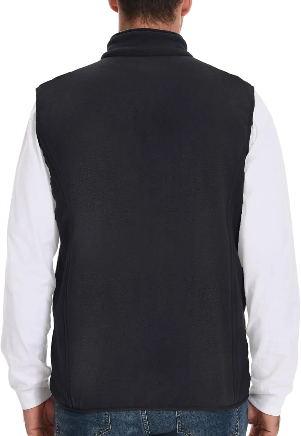Mans Fleece Vest Full-Zip Outerwear Lightweight Sleeveless Jacket With Zipper Pockets