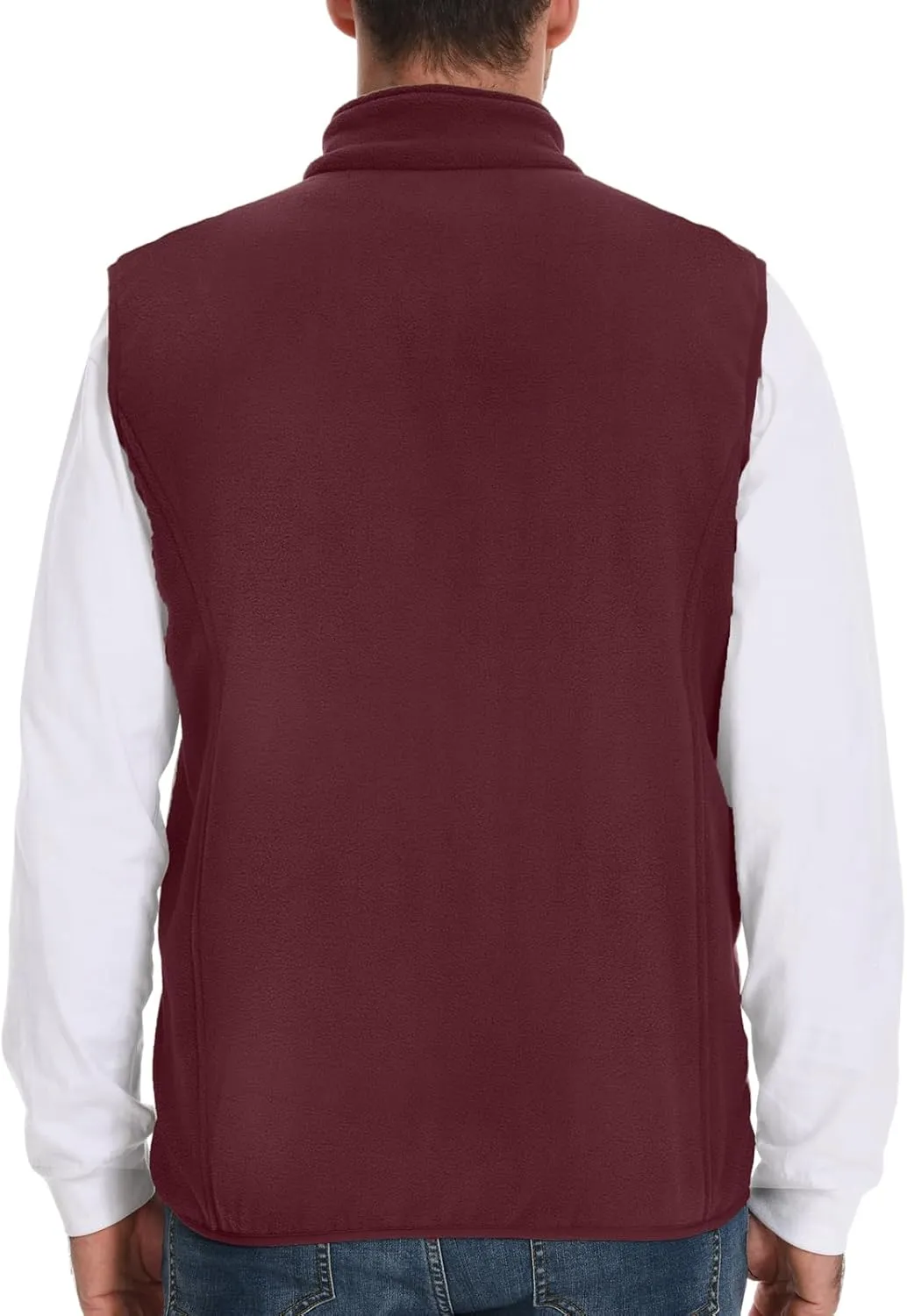 Mans Fleece Vest Full-Zip Outerwear Lightweight Sleeveless Jacket With Zipper Pockets