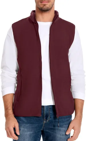 Mans Fleece Vest Full-Zip Outerwear Lightweight Sleeveless Jacket With Zipper Pockets