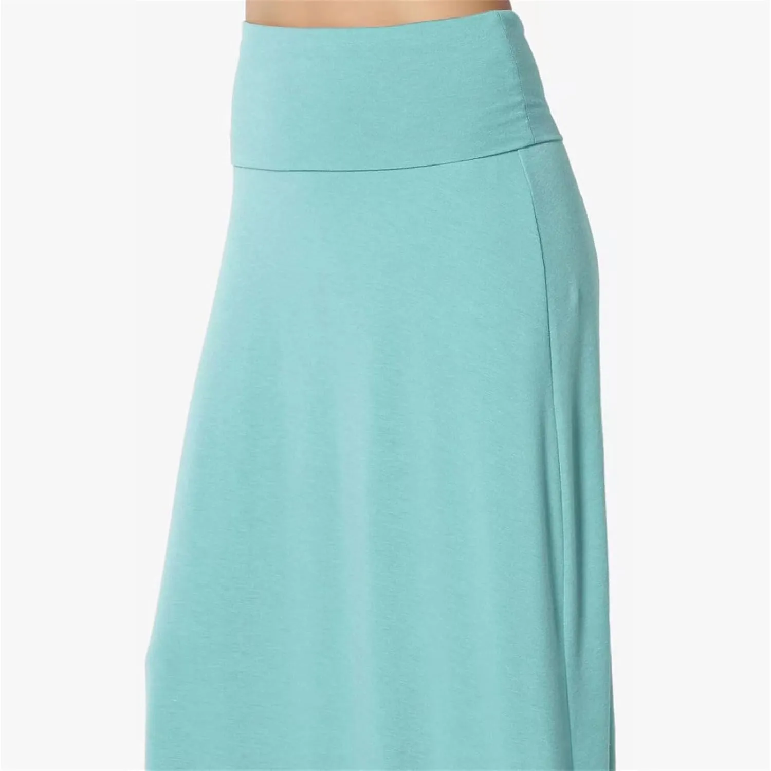 Maxi Solid Skirts for Women, Casual High Waist Solid Flare Long Skirt, Ruched Stretchy High Waist A-Line Skirt