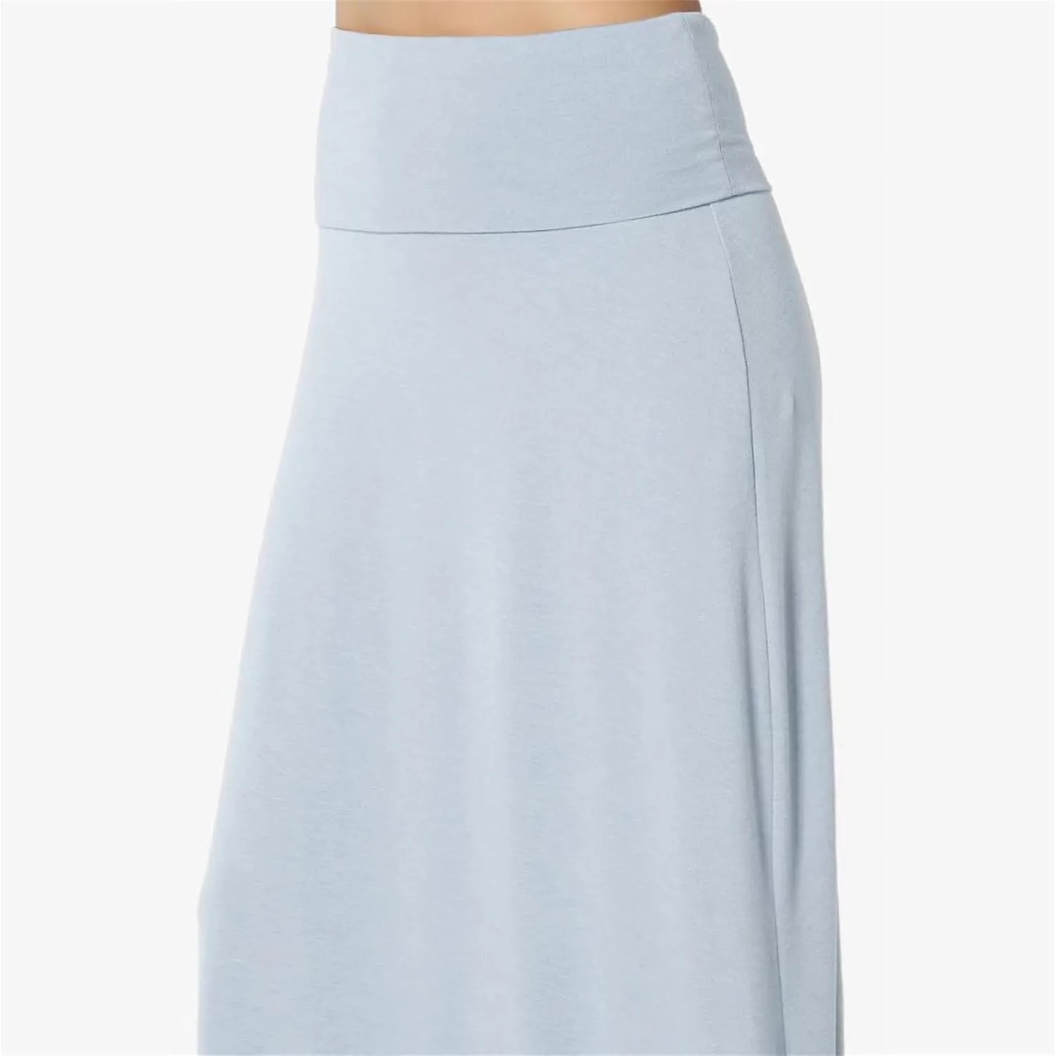 Maxi Solid Skirts for Women, Casual High Waist Solid Flare Long Skirt, Ruched Stretchy High Waist A-Line Skirt