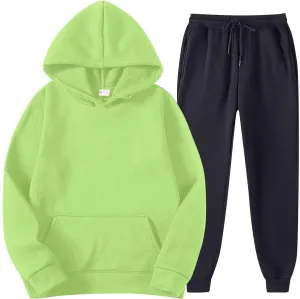 Men's 2 Piece Sweatsuit Set Long Sleeve Solid Sweatshirts Drawstring Jogger Sweatshirt and Sweatpants Suit