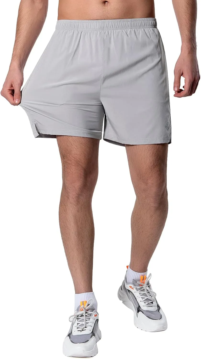 Men's 5 Inch Running Shorts Lightweight Athletic Workout Gym Shorts Liner with Zipper Pockets