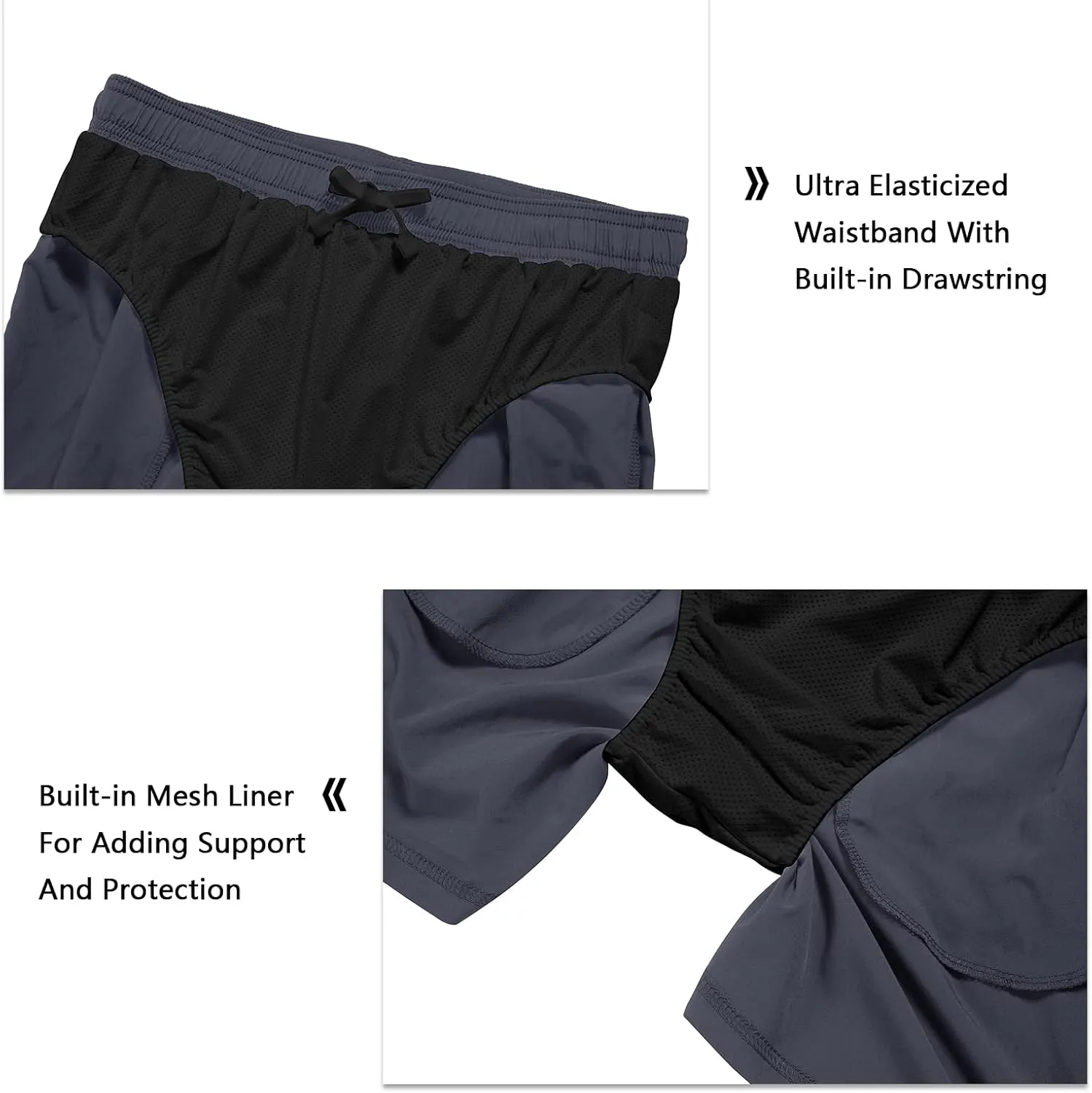 Men's 5 Inch Running Shorts Lightweight Athletic Workout Gym Shorts Liner with Zipper Pockets