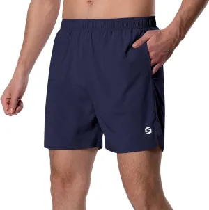 Men's 5 Inch Running Shorts Lightweight Athletic Workout Gym Shorts Liner with Zipper Pockets