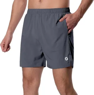 Men's 5 Inch Running Shorts Lightweight Athletic Workout Gym Shorts Liner with Zipper Pockets
