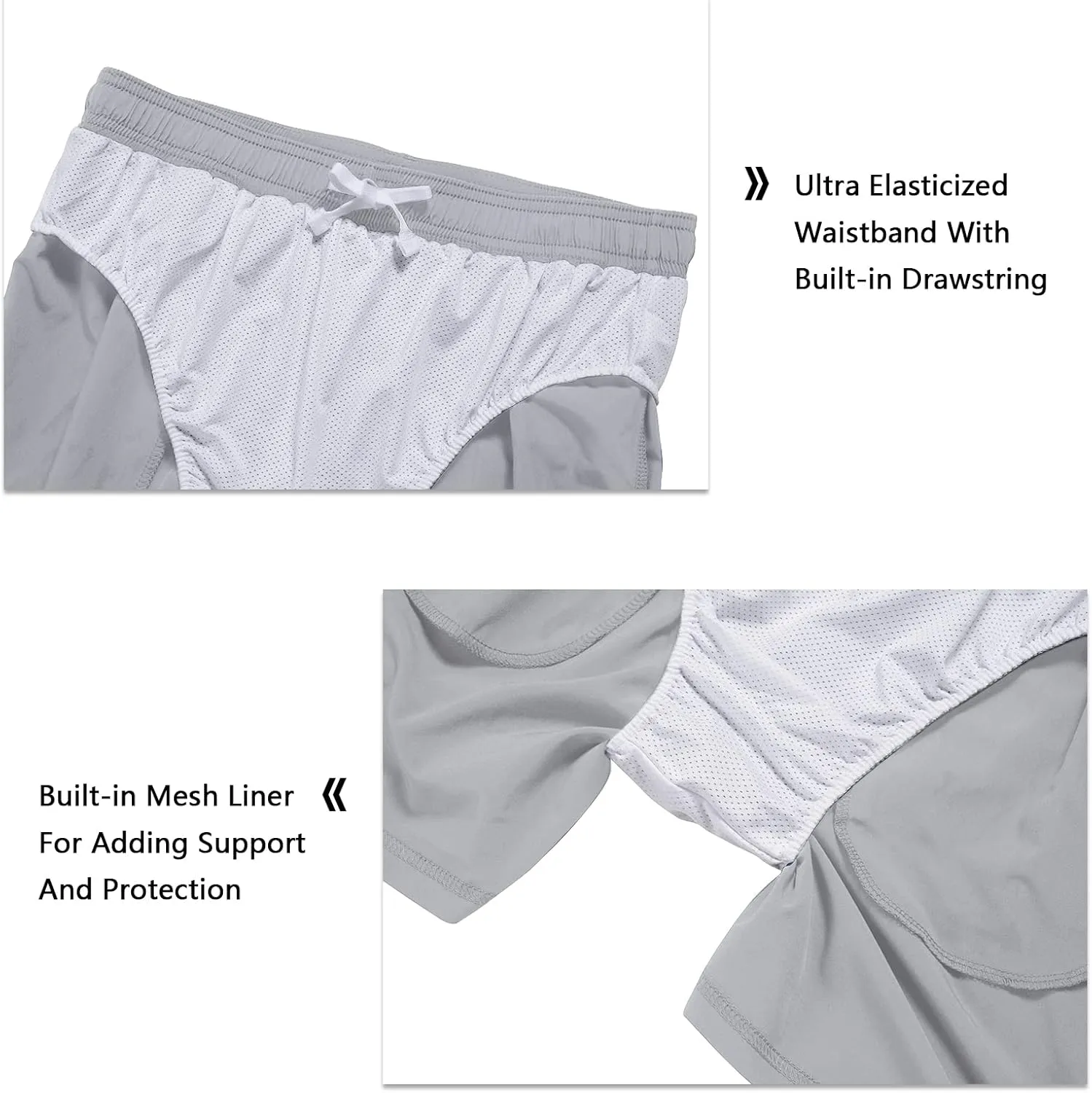 Men's 5 Inch Running Shorts Lightweight Athletic Workout Gym Shorts Liner with Zipper Pockets