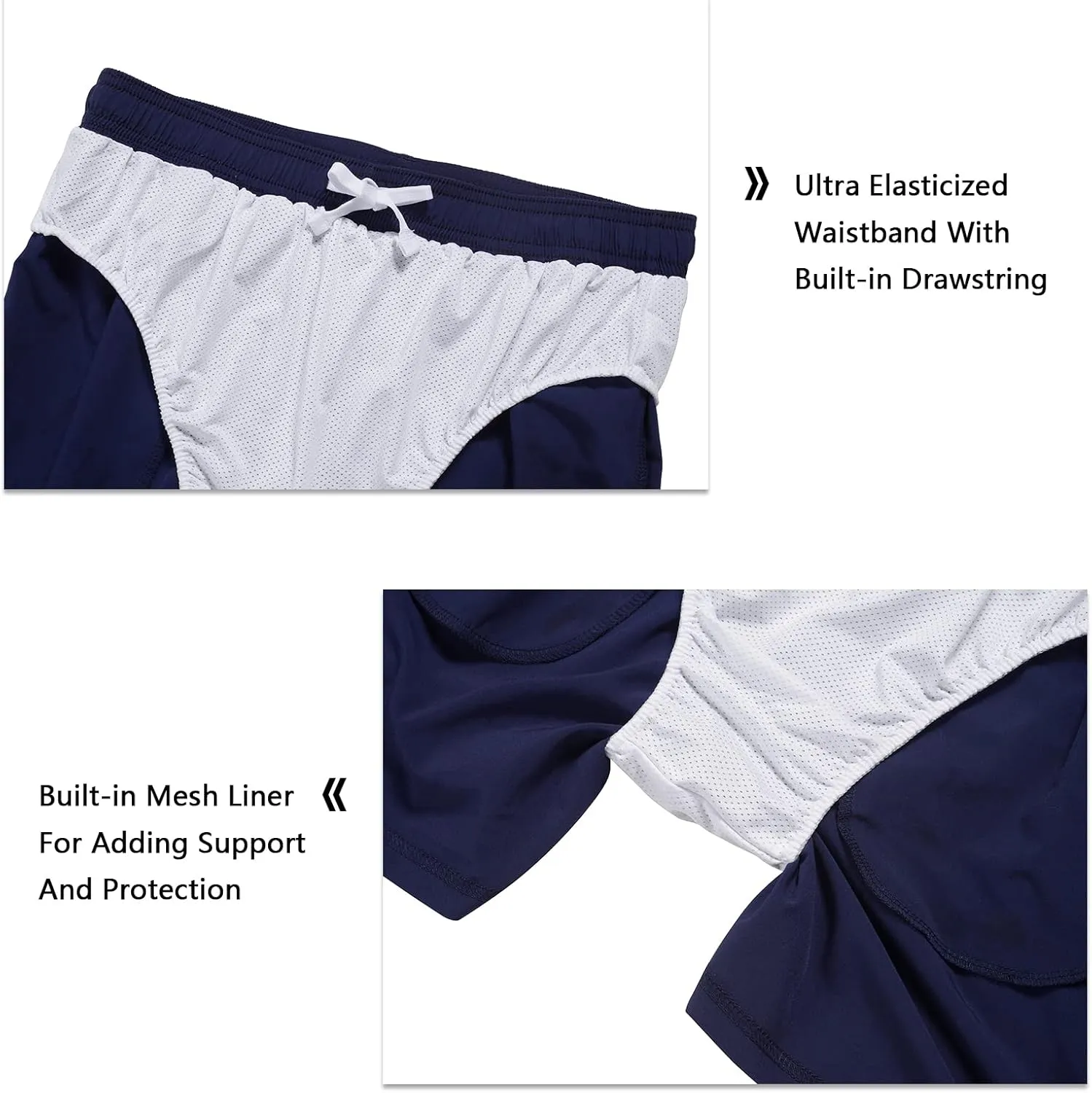 Men's 5 Inch Running Shorts Lightweight Athletic Workout Gym Shorts Liner with Zipper Pockets