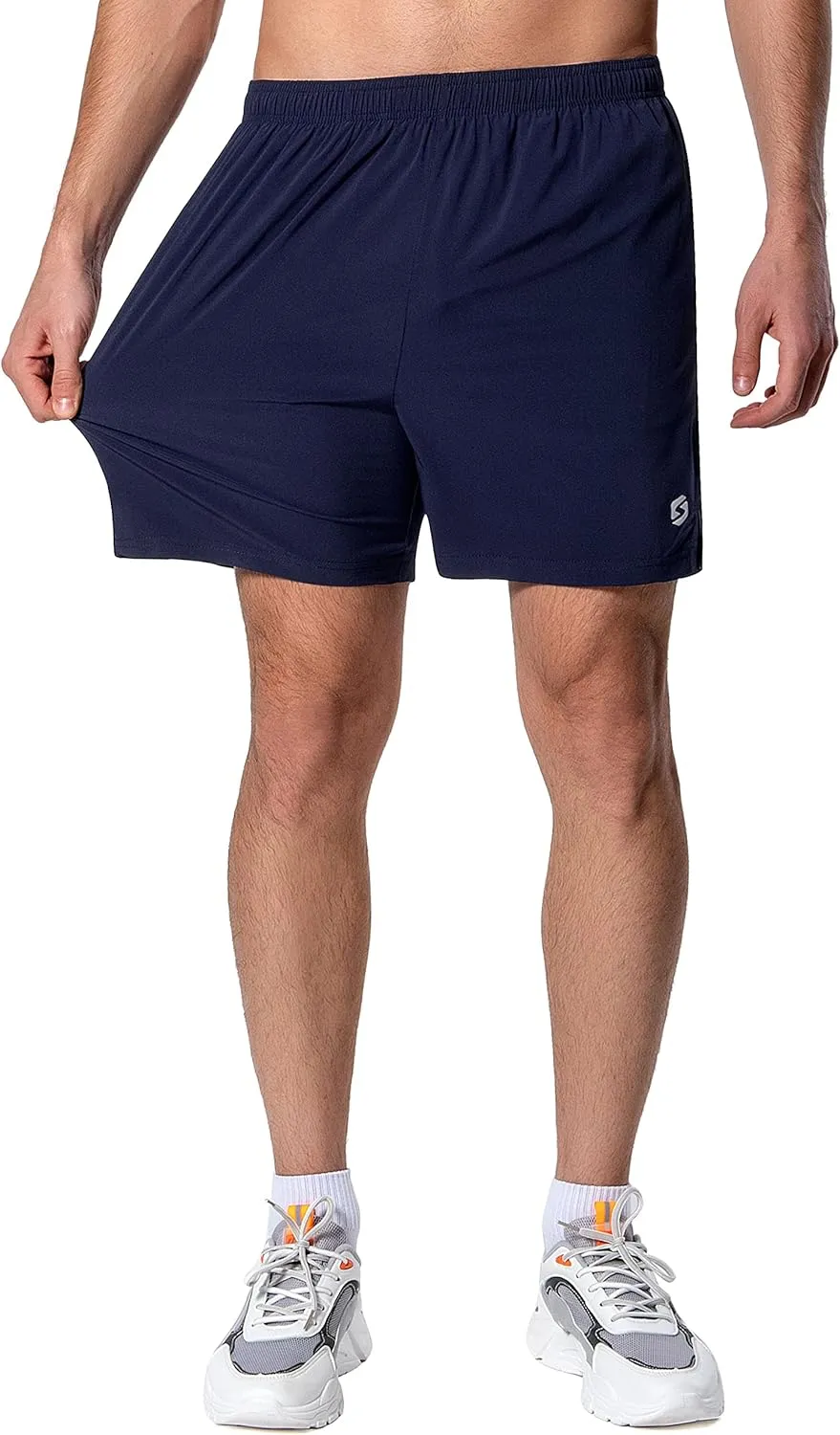 Men's 5 Inch Running Shorts Lightweight Athletic Workout Gym Shorts Liner with Zipper Pockets