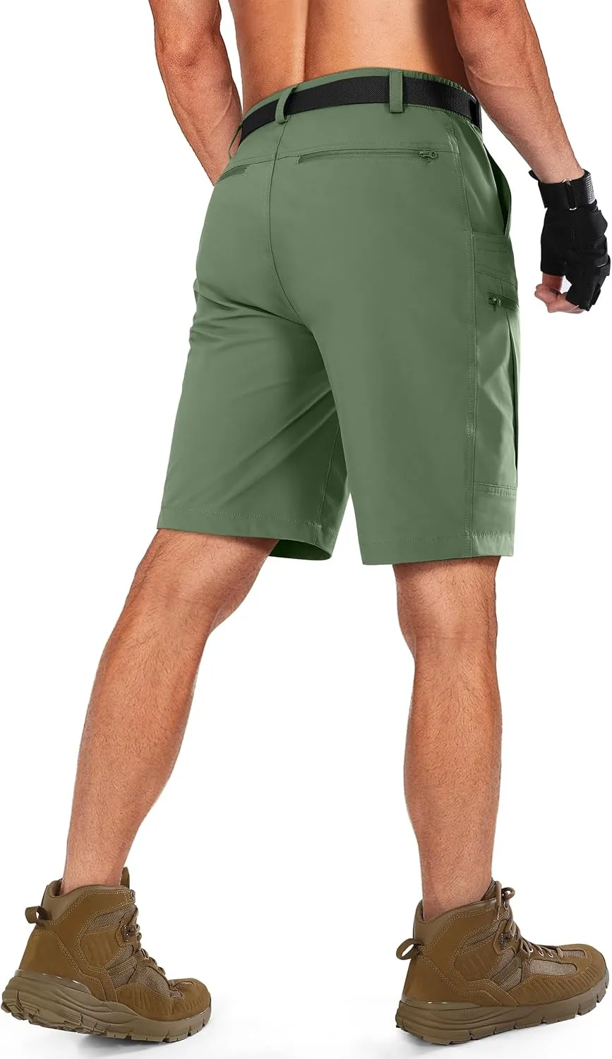 Mens Cargo Hiking Shorts Water Resistant Quick Dry Lightweight Breathable Tactical Shorts with Nylon Belt