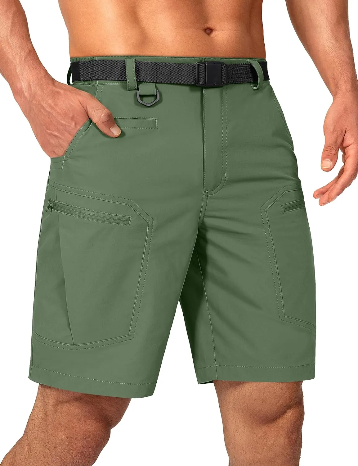 Mens Cargo Hiking Shorts Water Resistant Quick Dry Lightweight Breathable Tactical Shorts with Nylon Belt